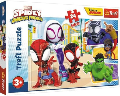 Trefl Marvel Homem-Aranha e seus Incríveis Amigos – Quebra-cabeça de 24 peças para crianças – Peças grandes e fáceis de manusear – Para crianças a partir de 3 anos