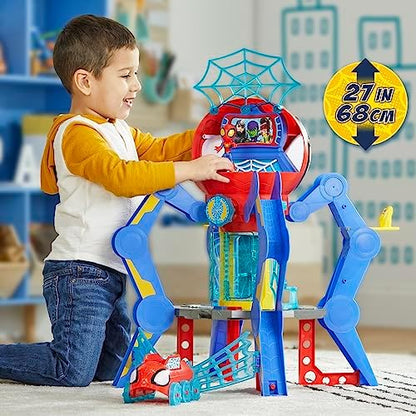 Conjunto de Brinquedo Marvel Spidey e Sua Turma: Web-Quarters (QG da Teia) com Boneco do Spidey, Veículo e Acessórios