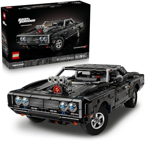 LEGO Technic Velozes e Furiosos Dodge Charger R/T - Kit de Modelo de Carro para Adultos - Conjunto STEM Colecionável com Motor V8 e Suspensão - Presente Nostálgico para Fãs do Filme - 42231
