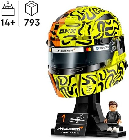LEGO® McLaren Capacete Mastercard F1 Team Lando Norris - Produto Oficial de F1 - Kit de Modelo para Exibição com Minifigura Colecionável - Presente para Meninos a partir de 14 Anos e Fãs Adultos de Automobilismo - 43023