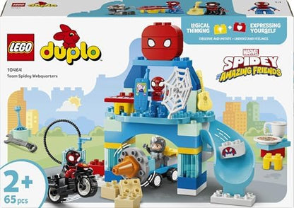 LEGO DUPLO Marvel Team Spidey Webquarters - Brinquedo Educativo para Desenvolvimento da Coordenação Motora em Crianças - Conjunto Montessori - Presente para Meninos a partir de 2 Anos e Fãs do Homem-Aranha e seus Incríveis Amigos - 10464