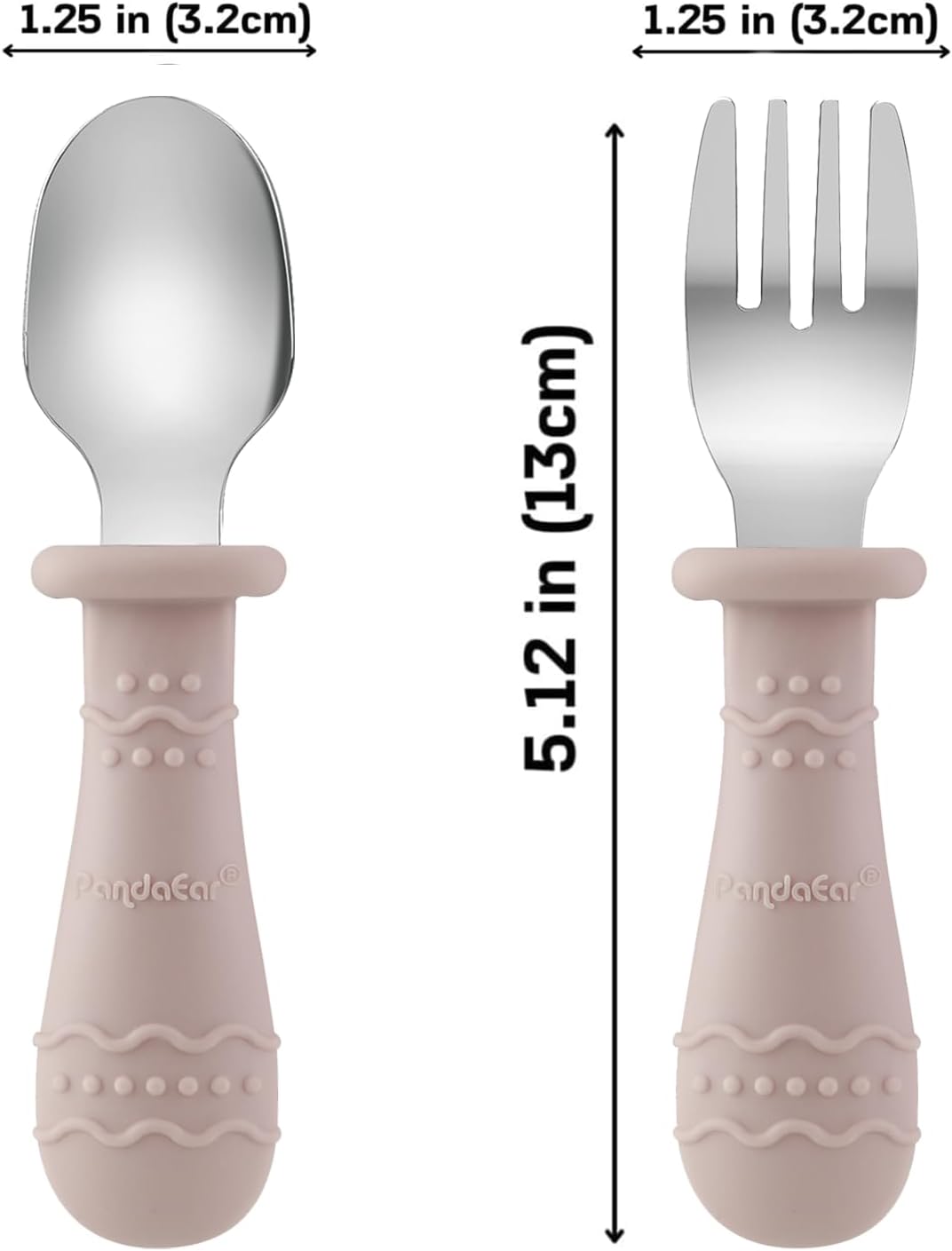 PandaEar Conjunto de 2 copos infantis em aço inoxidável com tampas e protetores de silicone, além de 2 colheres e garfos, copos de treinamento de 260 ml (8,8 oz) à prova de vazamentos com canudo, livres de BPA (rosa claro/linho)