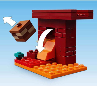 LEGO Minecraft The Nether Lava Battle Building Toy Set com uma figura de Alex, além de Mobs incl. Wither Skeleton, Blaze and a Strider – Presente de aniversário para meninos, meninas e jogadores com mais de 6 anos