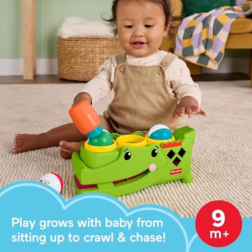 Fisher-Price Brinquedo para Bebês: Rolligator Sentado e Batente, Atividade de Engatinhar com Martelo e 3 Bolas para Desenvolvimento Infantil a partir de 9 Meses, JLB94