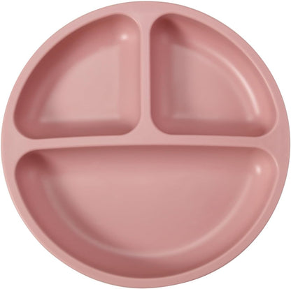 PandaEar Conjunto de 3 pratos de silicone para bebês , com ventosa, divididos, para introdução alimentar e refeições, livres de BPA (rosa, linho, rosa claro)