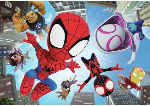 Quebra-cabeça Clementoni MAXI de 104 peças, Homem-Aranha e Seus Incríveis Amigos, Quebra-cabeça para crianças a partir de 4 anos, Fabricado na Itália, 23777