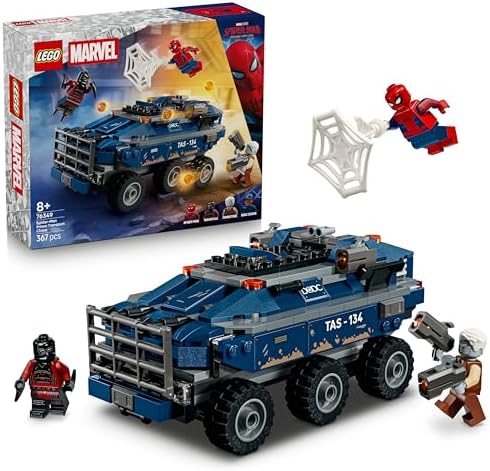 LEGO | Perseguição no Transporte da Prisão do Homem-Aranha da Marvel - Brinquedo de Super-Herói com Carro Blindado e 4 Minifiguras, incluindo Tombstone e Tarantula - Presente para Meninos a partir de 8 Anos e Fãs do Filme - 76349