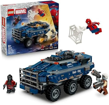 LEGO | Perseguição no Transporte da Prisão do Homem-Aranha da Marvel - Brinquedo de Super-Herói com Carro Blindado e 4 Minifiguras, incluindo Tombstone e Tarantula - Presente para Meninos a partir de 8 Anos e Fãs do Filme - 76349