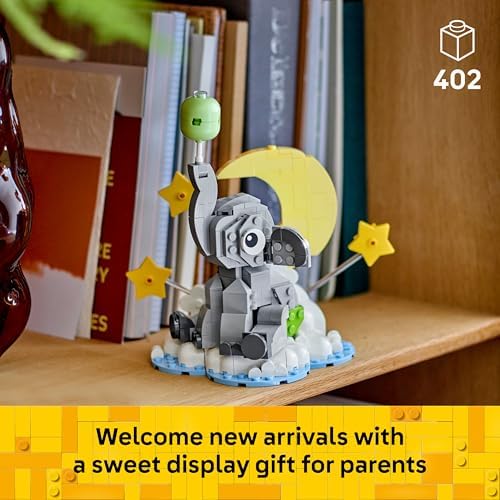 LEGO Elefante Bebê no Céu - Conjunto de Construção para Adultos - Kit de Modelo com Figura de Animal e Acessórios para Decoração de Quarto - Ideia de Presente para Recém-Nascido - 40814
