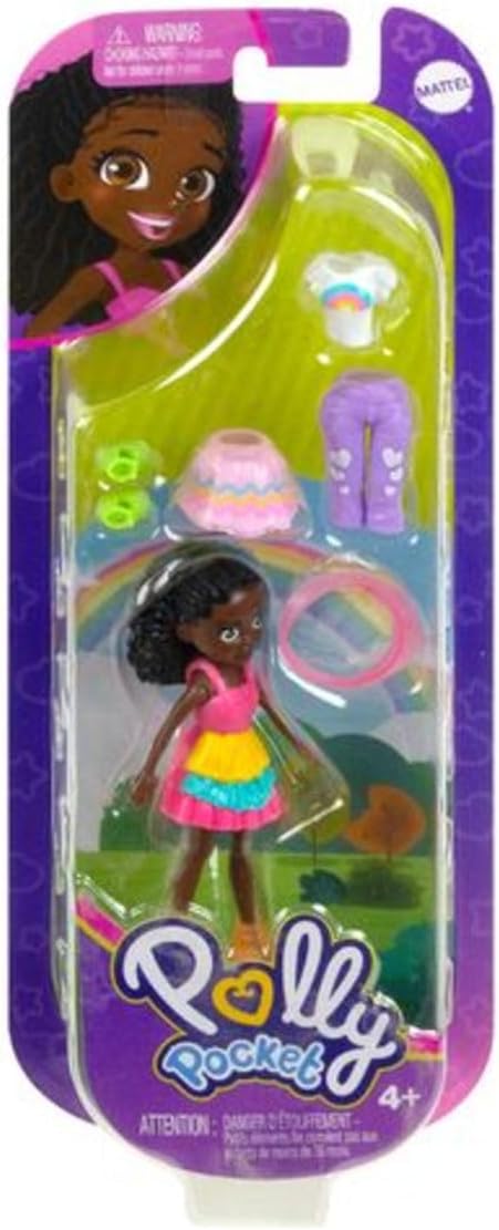 Polly Pocket Conjunto de pacote de moda Rainbow Pop inclui uma boneca, roupas e acessórios adicionais para meninas de 4 anos ou mais