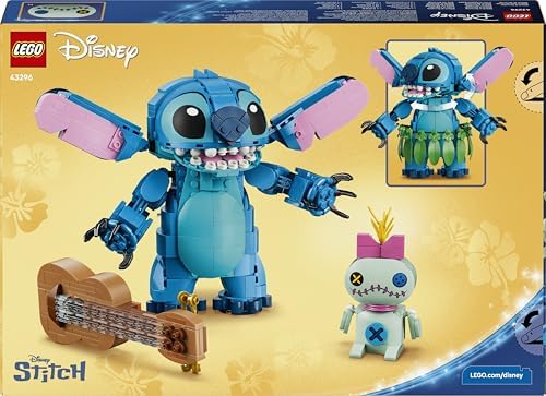 LEGO | Disney Stitch & Scrump Brinquedo - 2 Figuras com Acessórios, incluindo um Ukulele para Decoração de Quarto Infantil - Ideia de Presente de Aniversário para Meninas e Meninos a partir de 9 Anos e Fãs do Filme - 43296