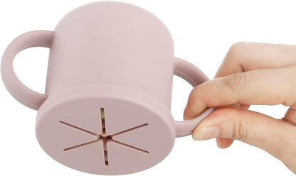 PandaEar Conjunto de 2 Copos de Silicone Multifuncionais com Canudo, Colheres e Garfos, para Bebês e Crianças Pequenas, Antivazamento, Rosa e Verde