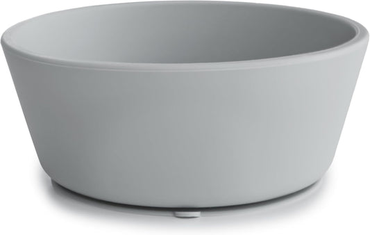 Mushie Tigela de silicone com ventosa, tigela antiderrapante com ventosa para bebês e crianças pequenas, material: silicone de qualidade alimentar, pode ser lavada na lava-louças e usada no micro-ondas (cor pedra)