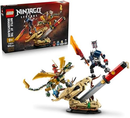 LEGO NINJAGO Batalha na Lâmina do Dragão - Brinquedo Ninja com Dragão, Figura de Ação Mecânica e 4 Minifiguras com Katanas - Decoração para Quarto Infantil - Presente para Meninos e Fãs a partir de 9 Anos - 71871