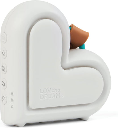 Love To Dream™ Aparelho Portátil para Dormir Bebê - Terapia Sonora Relaxante e para Dormir, 9 Sons Suaves para Bebês, Ruído Branco e Canções de Ninar com Luz Noturna, Design Compacto, Volume Ajustável e Detecção de Choro