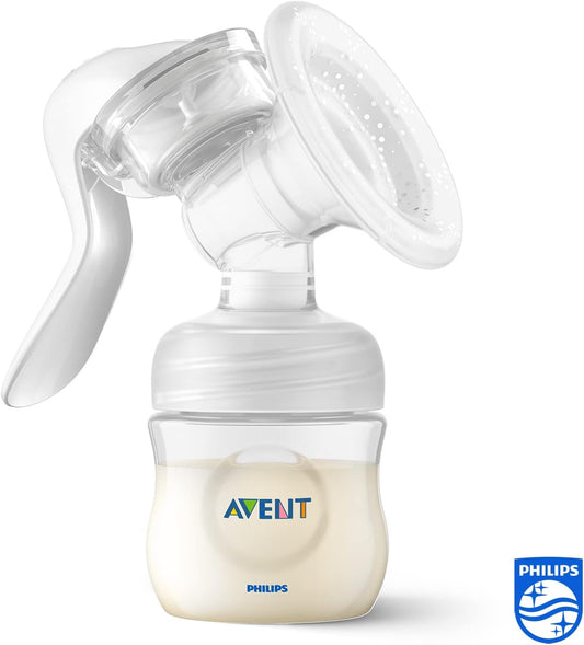 Juego básico de extractor de leche manual Philips Avent: extractor de leche manual sencillo y biberón sin BPA (modelo SCF430/16)