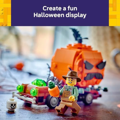 Brinquedo LEGO Caminhonete com Abóbora de Halloween – Kit de Artesanato com Abóbora e Minifigura de Fazendeiro – Decoração para Quarto Infantil – Presente para Meninos e Meninas a partir de 8 Anos – 40822