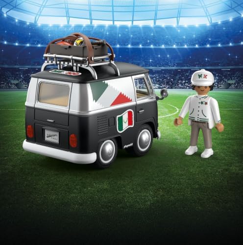 PLAYMOBIL | Volkswagen | Volkswagen T1 Camper Edição MEX | Camper retrô com equipamentos esportivos, bagageiro de teto e cartela de adesivos | Para crianças a partir de 4 anos | 72315