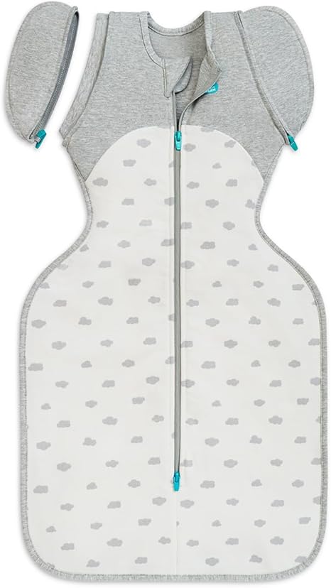 Love To Dream Fralda de Transição Swaddle Up, Tamanho Médio (6-8,5 kg), Cor North Star Branca, Ajuste Perfeito, Abas Removíveis com Zíper, 1,5 Tog, Adequada para Temperaturas Amenas (18-22°C),