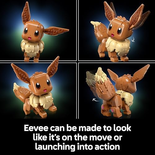 LEGO Pokémon Figura Eevee - Conjunto de Construção para Adultos - Kit de Modelo Anime com Membros, Orelhas e Cauda Articulados - Decoração DIY para Quarto ou Mesa - Ideia de Presente Colecionável para Fãs de Jogos - 72151