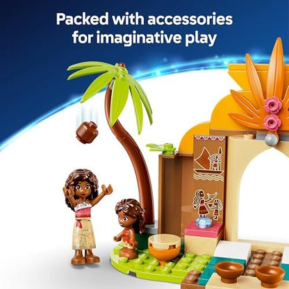 LEGO | Casa e Barco da Vila Moana da Disney - Conjunto Educativo com 2 Mini Bonecas e Figura do Animal Pua - Presente de Aniversário para Meninas e Fãs a partir de 4 Anos - 43282