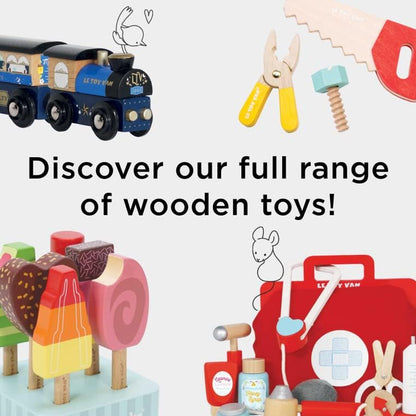 Le Toy Van - Conjunto educacional de forno e fogão de madeira para bolo de mel rosa brinquedo de brincar de cozinha | Acessórios de cozinha para brinquedos de dramatização para meninos e meninas