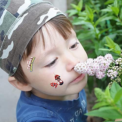 8 Folhas de Tatuagens Temporárias do Homem-Aranha e Seus Incríveis Amigos para Festas de Aniversário Infantis - Lembrancinhas e Decorações - Adesivos Fofos de Tatuagens Falsas para Festa do Aranha…