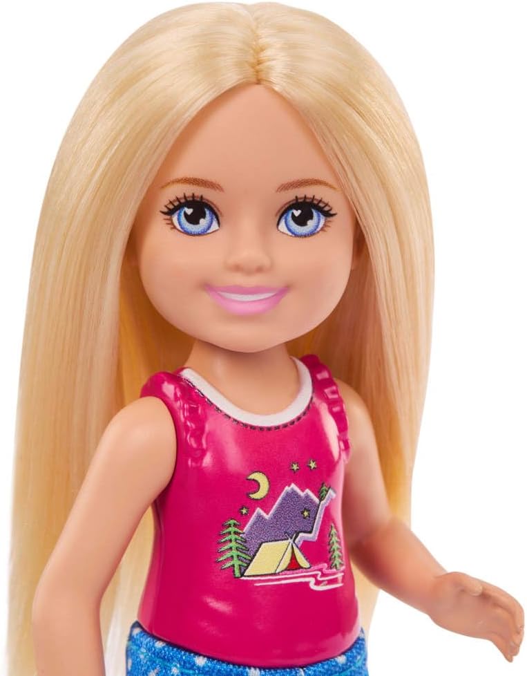 Barbie Chelsea Outdoor Adventures Playset, Family & Friends Set with Small Blonde Doll, Pet Puppy & 5+ Camping Accessories, JJV61