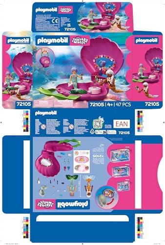 Playmobil | Fantasia e Magia | Bolsa de Concha de Sereia | Bolsa Portátil com 2 Sereias | Brinquedo de Sereia para Crianças a partir de 4 Anos | 72105