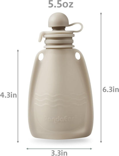 PandaEar Conjunto de 3 saquinhos de silicone reutilizáveis para papinha de bebê , com 3 colheres dosadoras de silicone para purê, livres de BPA, para armazenamento de alimentos para bebês, 156g (rosa escuro/rosa claro/linho)