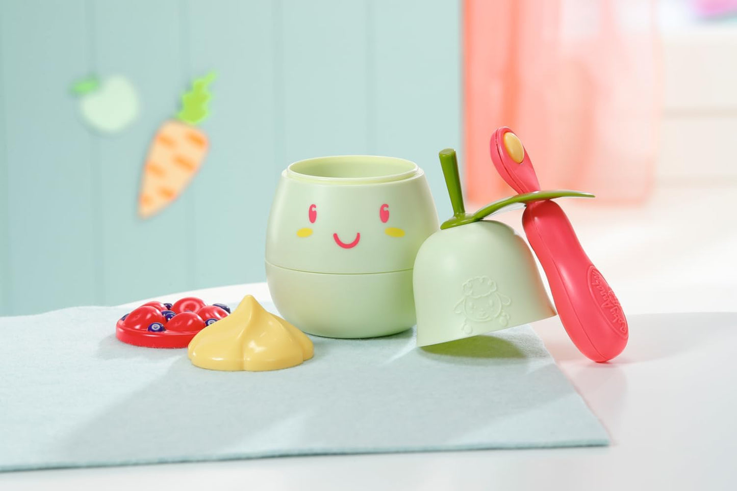 Conjunto para Almoço Baby Annabell 707494 - Lancheira em formato de pera para bebês Baby Annabell de 36 cm e 43 cm - Requer 3 pilhas LRAA (inclusas) - Indicado para crianças a partir de 3 anos