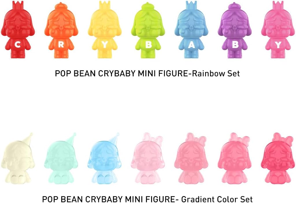 POP MART POP BEAN Crybaby Mini Figura Rainbow Set Series Conjunto Completo Chic Art Toy Articulado Personagem Design Premium Presentes para Mulheres Fãs-Colecionável