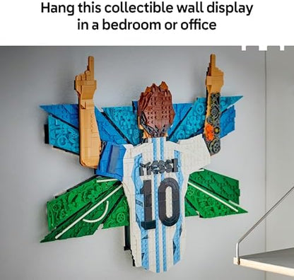 LEGO Editions Lionel Messi – Celebração - Conjunto de Arte de Parede 3D DIY para Decoração de Quarto Infantil - Presente de Futebol para Adolescentes a partir de 14 Anos e Fãs de Esportes Adultos - 43018
