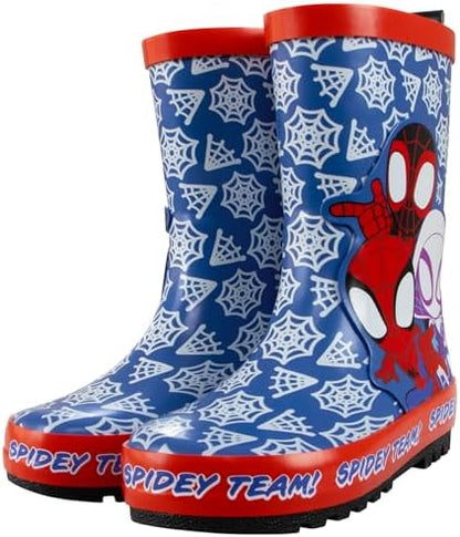 Botas de borracha Marvel para meninos | Botas de borracha do Homem-Aranha | Botas infantis do Homem-Aranha e seus amigos incríveis | Botas de borracha para crianças | Tamanhos 5 a 2