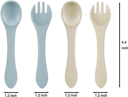 PandaEar Conjunto de alimentação para bebês em silicone | Kit para introdução alimentar | 2 pratos divididos com ventosas + 2 tigelas com ventosas + 2 copos de transição com 2 colheres