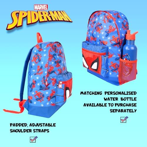 Mochila escolar Marvel Homem-Aranha para meninos, com 2 compartimentos, alças de ombro ajustáveis e bolso de tela.