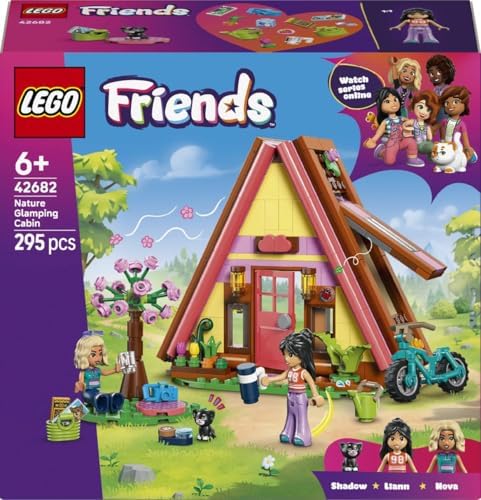 Cabana de Glamping LEGO Friends na Natureza - Casa em Miniatura com 2 Mini Bonecas, Figura de Gato e Acessórios, incluindo Camas e Comida - Presente de Aniversário para Meninas a partir de 6 Anos - 42682
