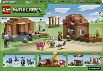 LEGO Minecraft Evoker Ataque à Vila - Modelo de Casa com Jardim, 11 Figuras incluindo Pedreiro e Golem de Ferro - Decoração para Quarto Infantil - Presente para Gamers a partir de 9 Anos - 21596