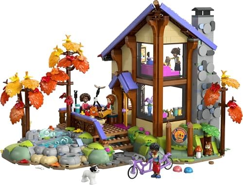 LEGO Friends Cabana Aconchegante na Floresta de Outono - Casa em Miniatura com 4 Mini Bonecas, 2 Figuras de Animais de Estimação e Acessórios - Presente de Aniversário para Meninas a partir de 9 Anos - 42705