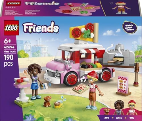 Caminhão de Pizza LEGO Friends - Conjunto de Interpretação de Papéis com 2 Mini Bonecas, Figura de Cachorro e Acessórios de Comida de Brinquedo - Ideia de Presente de Aniversário para Meninas a partir de 6 Anos - 42694