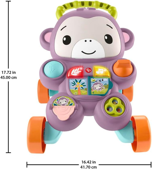 Andador Fisher-Price Baby com Macaco Roxo "Aprenda Comigo", Música, Luzes e Atividades para Bebês e Crianças a partir de 6 Meses, JGW90