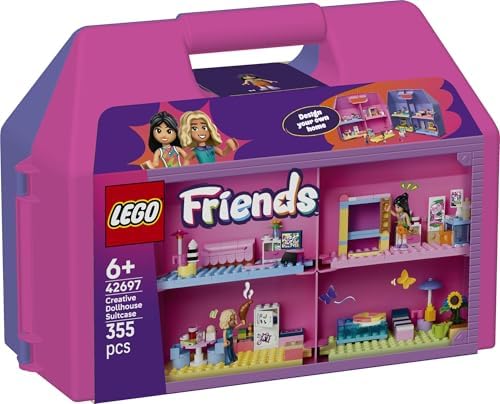 LEGO Mala de Bonecas Criativa Friends - Brinquedo de Viagem com Casa de 8 Cômodos, 2 Mini Bonecas e Acessórios - Ideia de Presente de Aniversário para Meninas a partir de 6 Anos - 42697