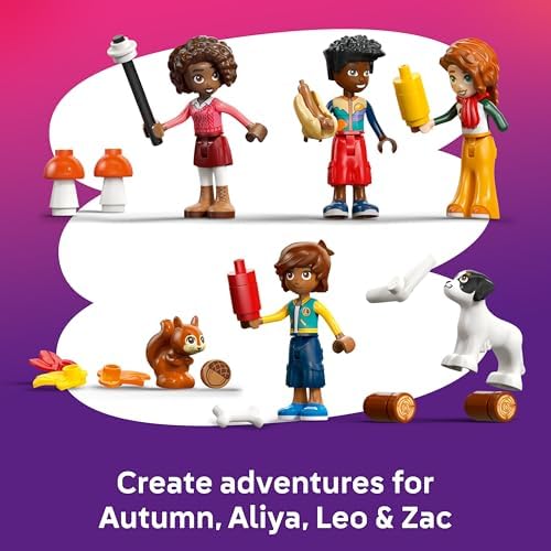 LEGO Friends Cabana Aconchegante na Floresta de Outono - Casa em Miniatura com 4 Mini Bonecas, 2 Figuras de Animais de Estimação e Acessórios - Presente de Aniversário para Meninas a partir de 9 Anos - 42705