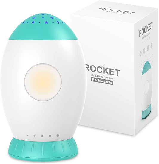 Nueplay Chupete para dormir con canciones de cuna y ruido blanco, proyector de estrellas para decoración de habitación de niños, luces nocturnas para guardería, máquina de sonido portátil para niños, artículos esenciales para bebés para niños y niñas