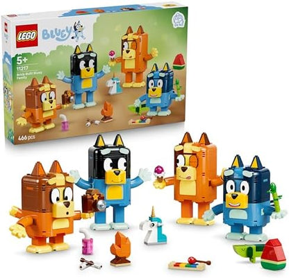 LEGO Bluey - Família Bluey Construída com Peças - Brinquedo Educativo com 4 Figuras com Expressões Mutáveis e Acessórios - Conjunto Montessori - Presente de Aniversário para Meninas e Meninos a partir de 5 Anos - 11217