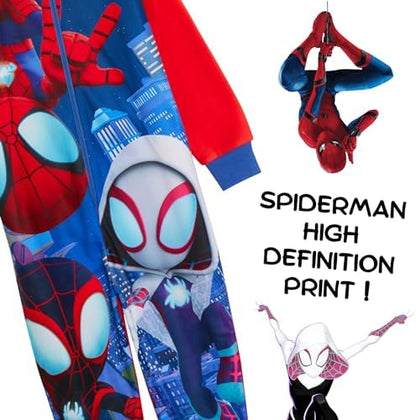 Pijama infantil de fleece com zíper do Homem-Aranha e seus Amigos Incríveis, da Marvel.