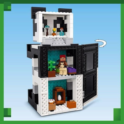 LEGO Conjunto Minecraft The Panda Haven, casa de brinquedos móvel com figuras de animais de pandas bebês, brinquedos para crianças, meninos e meninas de mais de 8 anos