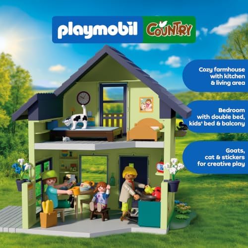 Playmobil | Campo | Casa de Campo | Casa de Campo Residencial com Varanda, Cozinha, Camas, Animais e Diversos Acessórios | Para Crianças a partir de 4 Anos | 72162