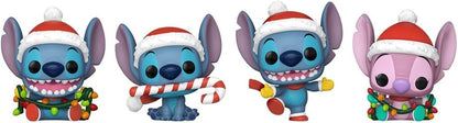 Funko Pocket Pop! Stitch Holiday - Pacote com 4 - Caixa de Árvore - Lilo e Stitch - Chaveiro - Mini Figura Colecionável - Presente de Natal - Ideia para Presente - Produtos Oficiais - Fãs da Disney/Pixar