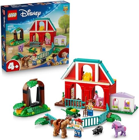 LEGO | Disney Pixar Rancho de Cavalos do Blaze - Inclui minifiguras do Woody e da Jessie, além de 2 cavalos, um pégaso e um porco - Presente para meninas e meninos a partir de 4 anos e fãs de Toy Story 5 - 43304
